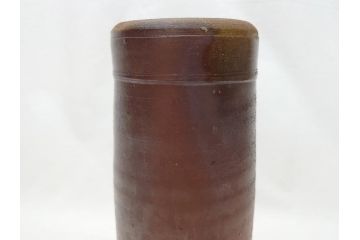 備前　人間国宝　藤原雄　花入(共箱付き、花瓶、花器、花生)(R-063207)