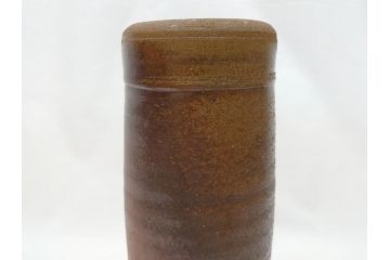 備前　人間国宝　藤原雄　花入(共箱付き、花瓶、花器、花生)(R-063207)