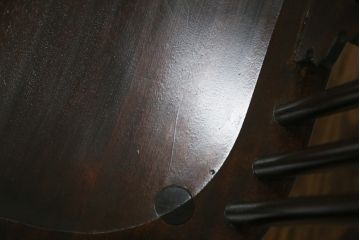 中古　松本民芸家具　#44A型　シックな色合いとクラシカルな佇まいが魅力のウィンザーチェア(ウインザーチェア、アームチェア、板座チェア、ダイニングチェア、椅子、イス)(定価約20万円)(R-063209)