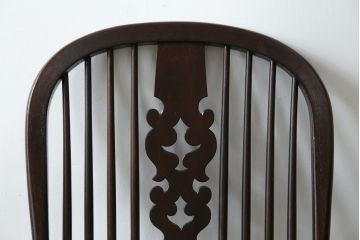 中古　松本民芸家具　#44A型　シックな色合いとクラシカルな佇まいが魅力のウィンザーチェア(ウインザーチェア、アームチェア、板座チェア、ダイニングチェア、椅子、イス)(定価約20万円)(R-063210)