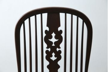 中古　松本民芸家具　#44A型　シックな色合いとクラシカルな佇まいが魅力のウィンザーチェア(ウインザーチェア、アームチェア、板座チェア、ダイニングチェア、椅子、イス)(定価約20万円)(R-063210)