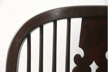 中古　松本民芸家具　#44A型　シックな色合いとクラシカルな佇まいが魅力のウィンザーチェア(ウインザーチェア、アームチェア、板座チェア、ダイニングチェア、椅子、イス)(定価約20万円)(R-063211)