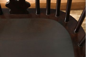 中古　松本民芸家具　#44A型　シックな色合いとクラシカルな佇まいが魅力のウィンザーチェア(ウインザーチェア、アームチェア、板座チェア、ダイニングチェア、椅子、イス)(定価約20万円)(R-063211)
