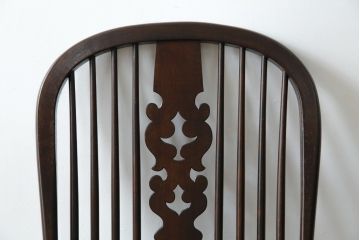 中古　松本民芸家具　#44A型　シックな色合いとクラシカルな佇まいが魅力のウィンザーチェア(ウインザーチェア、アームチェア、板座チェア、ダイニングチェア、椅子、イス)(定価約20万円)(R-063212)