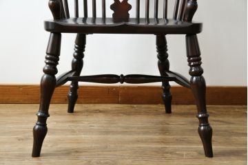 中古　松本民芸家具　#44A型　シックな色合いとクラシカルな佇まいが魅力のウィンザーチェア(ウインザーチェア、アームチェア、板座チェア、ダイニングチェア、椅子、イス)(定価約20万円)(R-063212)