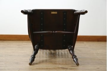 中古　松本民芸家具　#44A型　シックな色合いとクラシカルな佇まいが魅力のウィンザーチェア(ウインザーチェア、アームチェア、板座チェア、ダイニングチェア、椅子、イス)(定価約20万円)(R-063212)