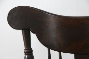 中古　松本民芸家具　#39A型ロッキングチェア　流れる曲線デザインとクラシカルな佇まいが美しいアームチェア(イス、椅子、板座チェア、揺り椅子)(定価約20万円)(R-063214)