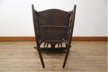 中古　松本民芸家具　#39A型ロッキングチェア　流れる曲線デザインとクラシカルな佇まいが美しいアームチェア(イス、椅子、板座チェア、揺り椅子)(定価約20万円)(R-063214)