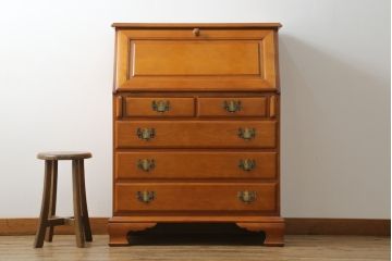 中古　美品　横浜クラシック家具　ダニエル(Daniel)　アーリーアメリカン　気品漂うライティングビューロー(ワークデスク、机、在宅ワーク、在宅用チェスト)(R-063219)