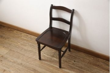 中古　北海道民芸家具　HM686　ゆるりと曲線を描くフォルムが魅力的なダイニングチェア(イス、椅子、板座チェア)(定価約4万円)(R-063222)