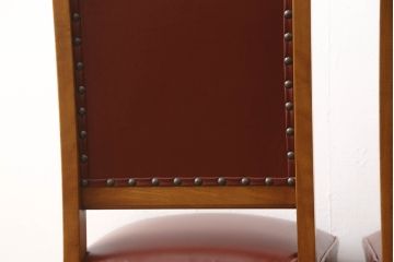 中古　美品　横浜クラシック家具　ダニエル(daniel)　ミッシェル　本革　クラシカルな雰囲気漂うデザインがおしゃれなレザーチェア2脚セット(ダイニングチェア、椅子、本革)(1脚定価約20万円)(R-063229)