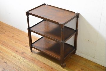 イギリスアンティーク　オーク材　クラシカルな佇まいが上品なキッチンワゴン(トロリー、キャスターワゴン)(R-063239)