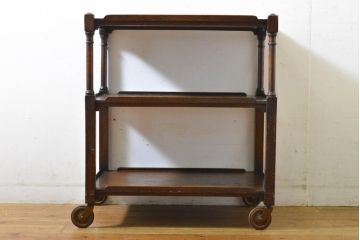イギリスアンティーク　オーク材　クラシカルな佇まいが上品なキッチンワゴン(トロリー、キャスターワゴン)(R-063239)