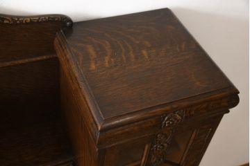 イギリスアンティーク　上手物!　オーク材　デスクとキャビネットが一体となった便利なサイドバイサイド(ライティングビューロー、ブックケース、机、収納棚、戸棚、在宅ワーク、在宅用)(R-063252)