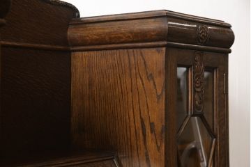 イギリスアンティーク　上手物!　オーク材　デスクとキャビネットが一体となった便利なサイドバイサイド(ライティングビューロー、ブックケース、机、収納棚、戸棚、在宅ワーク、在宅用)(R-063252)