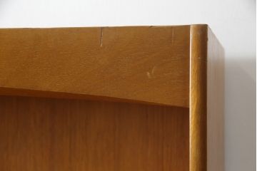 イギリスビンテージ　nathan社(ネイサン)　チーク材　見せる収納を楽しめるキャビネット(ウォールユニット、食器棚、収納棚、飾り棚、ヴィンテージ、北欧)(R-063258)
