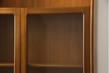 イギリスビンテージ　nathan社(ネイサン)　チーク材　見せる収納を楽しめるキャビネット(ウォールユニット、食器棚、収納棚、飾り棚、ヴィンテージ、北欧)(R-063258)