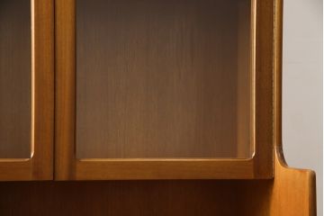 イギリスビンテージ　nathan社(ネイサン)　チーク材　見せる収納を楽しめるキャビネット(ウォールユニット、食器棚、収納棚、飾り棚、ヴィンテージ、北欧)(R-063258)