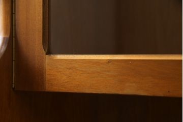 イギリスビンテージ　nathan社(ネイサン)　チーク材　見せる収納を楽しめるキャビネット(ウォールユニット、食器棚、収納棚、飾り棚、ヴィンテージ、北欧)(R-063258)