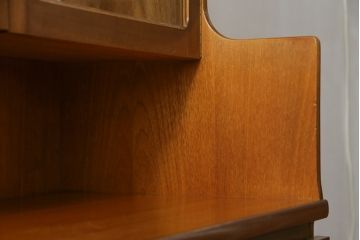 イギリスビンテージ　nathan社(ネイサン)　チーク材　見せる収納を楽しめるキャビネット(ウォールユニット、食器棚、収納棚、飾り棚、ヴィンテージ、北欧)(R-063258)