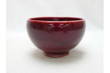 韓国人間国宝　申相浩　松南　李方子　楽善齋　辰砂茶碗(二重箱付き、抹茶茶碗)(R-063262)