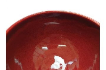 韓国人間国宝　申相浩　松南　李方子　楽善齋　辰砂茶碗(二重箱付き、抹茶茶碗)(R-063262)