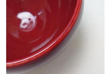 韓国人間国宝　申相浩　松南　李方子　楽善齋　辰砂茶碗(二重箱付き、抹茶茶碗)(R-063262)