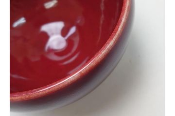 韓国人間国宝　申相浩　松南　李方子　楽善齋　辰砂茶碗(二重箱付き、抹茶茶碗)(R-063262)
