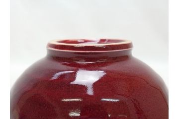 韓国人間国宝　申相浩　松南　李方子　楽善齋　辰砂茶碗(二重箱付き、抹茶茶碗)(R-063262)