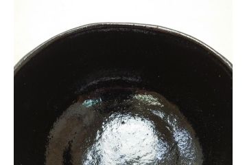十代　大樋長左衛門　黒茶碗(大樋年郎作)　約13cm　4.3寸(共箱付き、和食器、茶道具、茶器、四寸三分)(R-063263)
