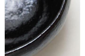 十代　大樋長左衛門　黒茶碗(大樋年郎作)　約13cm　4.3寸(共箱付き、和食器、茶道具、茶器、四寸三分)(R-063263)