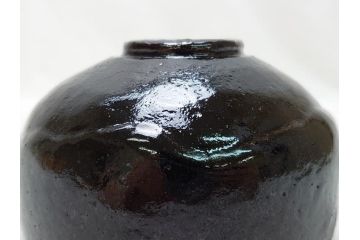 十代　大樋長左衛門　黒茶碗(大樋年郎作)　約13cm　4.3寸(共箱付き、和食器、茶道具、茶器、四寸三分)(R-063263)