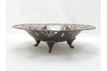 宮本商行　MIYAMOTO-SHOKO　純銀製　STERLINGSILVER　透飾貝脚　コンポート　540g　繊細な装飾がテーブルに華やぎをもたらす菓子器(皿)(R-063270)