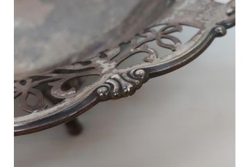 宮本商行　MIYAMOTO-SHOKO　純銀製　STERLINGSILVER　透飾貝脚　コンポート　540g　繊細な装飾がテーブルに華やぎをもたらす菓子器(皿)(R-063270)
