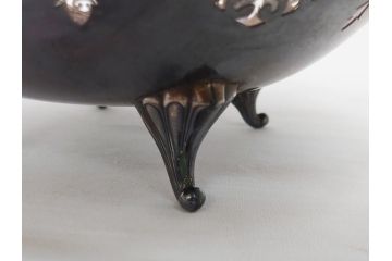 宮本商行　MIYAMOTO-SHOKO　純銀製　STERLINGSILVER　透飾貝脚　コンポート　540g　繊細な装飾がテーブルに華やぎをもたらす菓子器(皿)(R-063270)