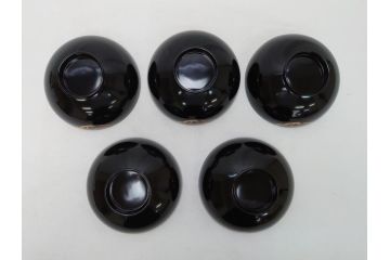 松竹梅文　蒔絵　木製　吸物椀5客セット(共箱付き、和食器、漆器、黒漆、お椀)(R-063273)