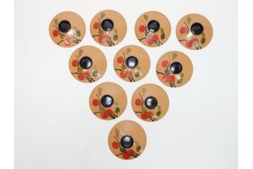 大正〜昭和初期　柿蒔絵　宮内庁御用達　平安堂　山田漆器店　輪島塗　白塗　吸物椀10客セット(共箱付き、和食器)(R-063276)
