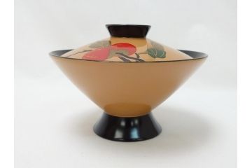 大正〜昭和初期　柿蒔絵　宮内庁御用達　平安堂　山田漆器店　輪島塗　白塗　吸物椀10客セット(共箱付き、和食器)(R-063276)