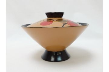 大正〜昭和初期　柿蒔絵　宮内庁御用達　平安堂　山田漆器店　輪島塗　白塗　吸物椀10客セット(共箱付き、和食器)(R-063276)