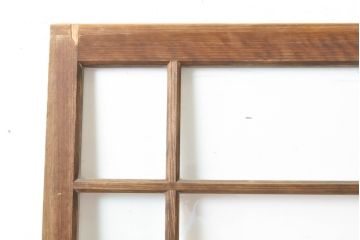アンティーク建具　上手物!!　大正ロマン　腰板欅(ケヤキ)　どこか懐かしい雰囲気漂うガラス戸2枚セット(引き戸)(R-063282)