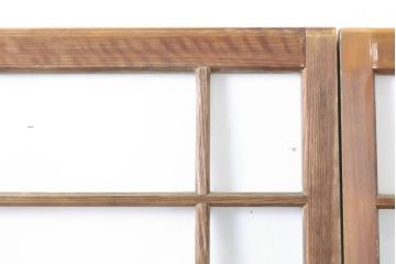 アンティーク建具　上手物!!　大正ロマン　腰板欅(ケヤキ)　どこか懐かしい雰囲気漂うガラス戸2枚セット(引き戸)(R-063282)