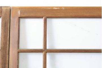 アンティーク建具　上手物!!　大正ロマン　腰板欅(ケヤキ)　どこか懐かしい雰囲気漂うガラス戸2枚セット(引き戸)(R-063282)