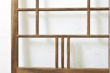 アンティーク建具　上手物!!　大正ロマン　腰板欅(ケヤキ)　どこか懐かしい雰囲気漂うガラス戸2枚セット(引き戸)(R-063282)