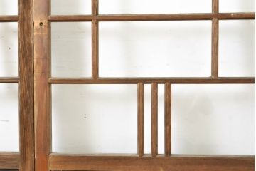 アンティーク建具　上手物!!　大正ロマン　腰板欅(ケヤキ)　どこか懐かしい雰囲気漂うガラス戸2枚セット(引き戸)(R-063282)