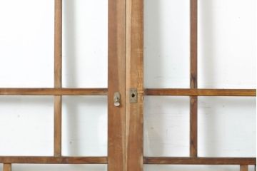 アンティーク建具　上手物!!　大正ロマン　腰板欅(ケヤキ)　どこか懐かしい雰囲気漂うガラス戸2枚セット(引き戸)(R-063282)
