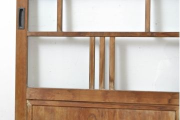 アンティーク建具　上手物!!　大正ロマン　腰板欅(ケヤキ)　どこか懐かしい雰囲気漂うガラス戸2枚セット(引き戸)(R-063282)