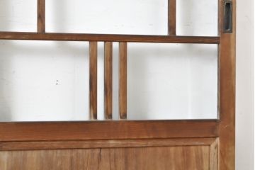 アンティーク建具　上手物!!　大正ロマン　腰板欅(ケヤキ)　どこか懐かしい雰囲気漂うガラス戸2枚セット(引き戸)(R-063282)