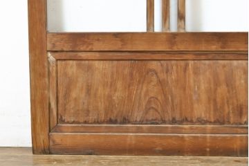 アンティーク建具　上手物!!　大正ロマン　腰板欅(ケヤキ)　どこか懐かしい雰囲気漂うガラス戸2枚セット(引き戸)(R-063282)