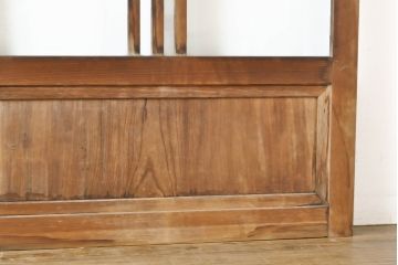 アンティーク建具　上手物!!　大正ロマン　腰板欅(ケヤキ)　どこか懐かしい雰囲気漂うガラス戸2枚セット(引き戸)(R-063282)