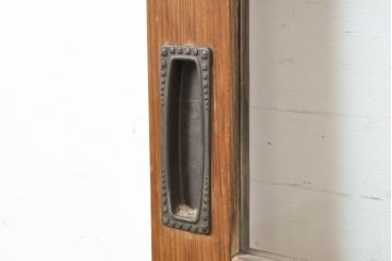 アンティーク建具　上手物!!　大正ロマン　腰板欅(ケヤキ)　どこか懐かしい雰囲気漂うガラス戸2枚セット(引き戸)(R-063282)